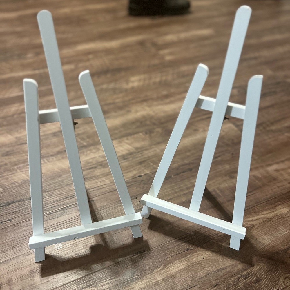 Pair of white decor easels